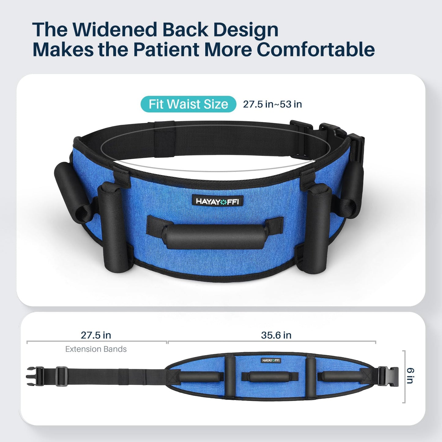 HayaYoffi Gait Belts Transfer Belt for Seniors with Padding Handles, Gate Belt for Elderly Lift Belts with Quick Release Buckle Anti-Slip Function Transfer Belt for Handicap, Physical Therapy (Blue)