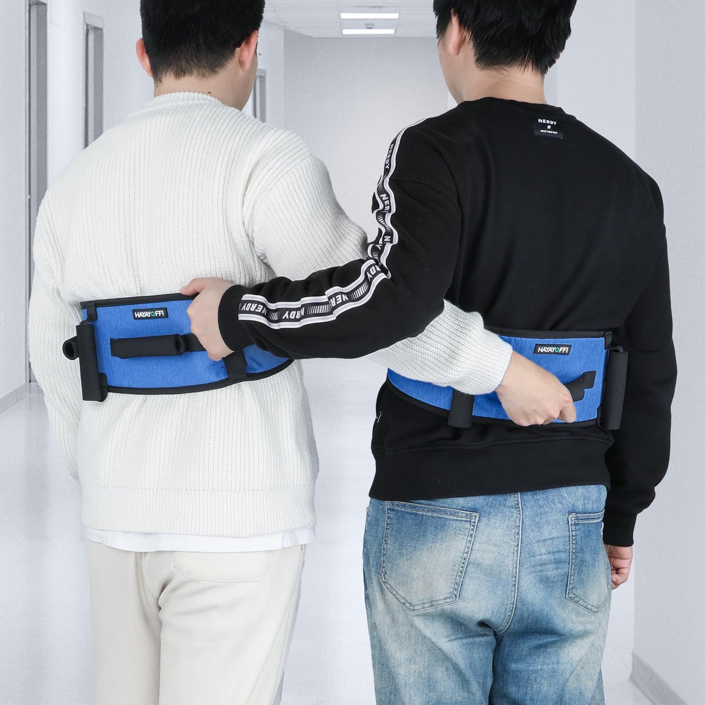 HayaYoffi Gait Belts Transfer Belt for Seniors with Padding Handles, Gate Belt for Elderly Lift Belts with Quick Release Buckle Anti-Slip Function Transfer Belt for Handicap, Physical Therapy (Blue)