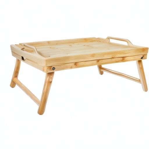 Essential Medical Supply Bamboo Bed and Lap Tray - Extra Large Flip Up Top, Raised Edge, and Handles for Easy Use - Perfect for Eating, Reading or Working in Bed, On a Recliner or in a Wheelchair