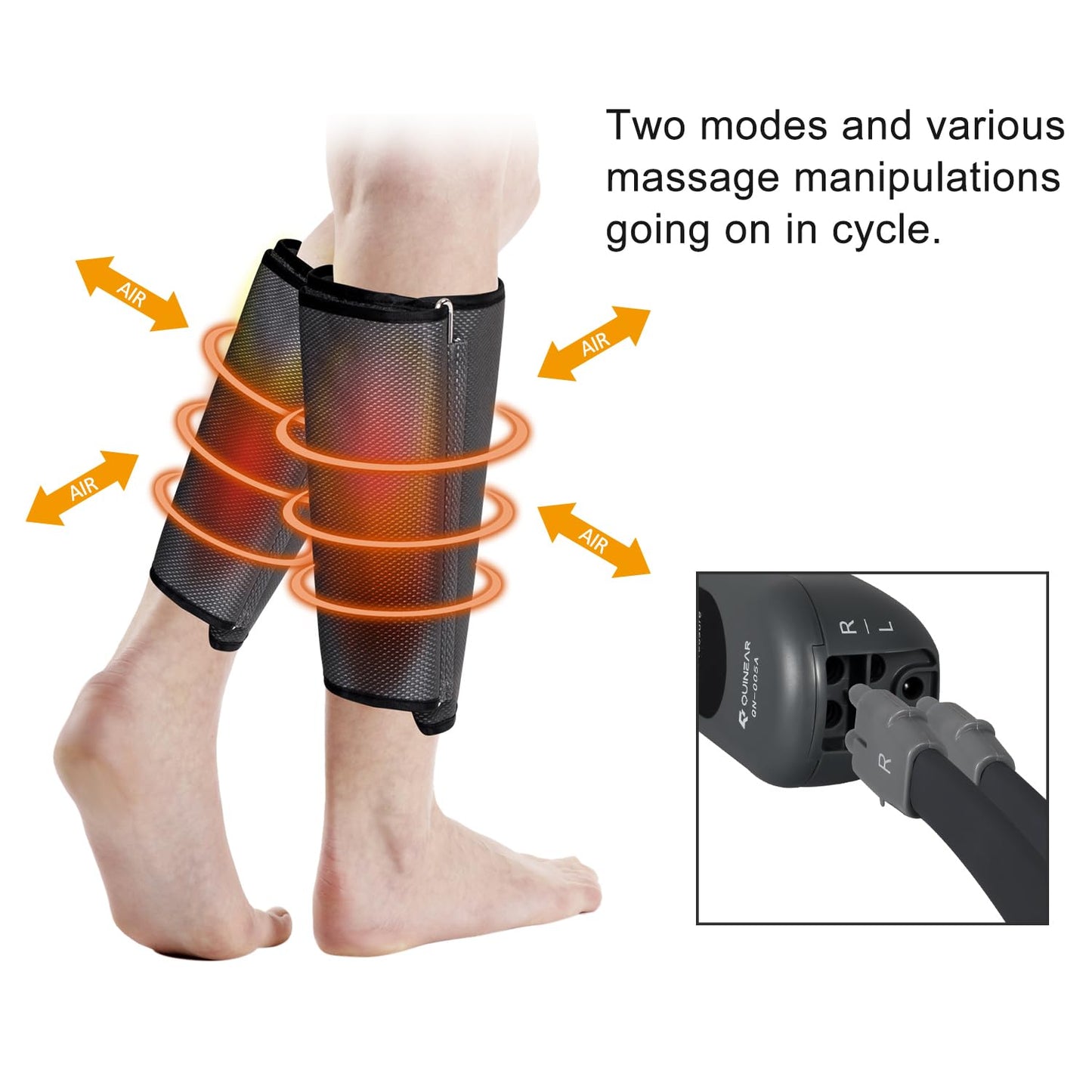 QUINEAR Air Compression Leg Massager for Circulation & Pain Relief, Calf Massagers with 2 Modes & 3 Intensities, Sequential Compression Device (SCD) for RLS, Edema, FSA HSA Eligible - Ideal Gift