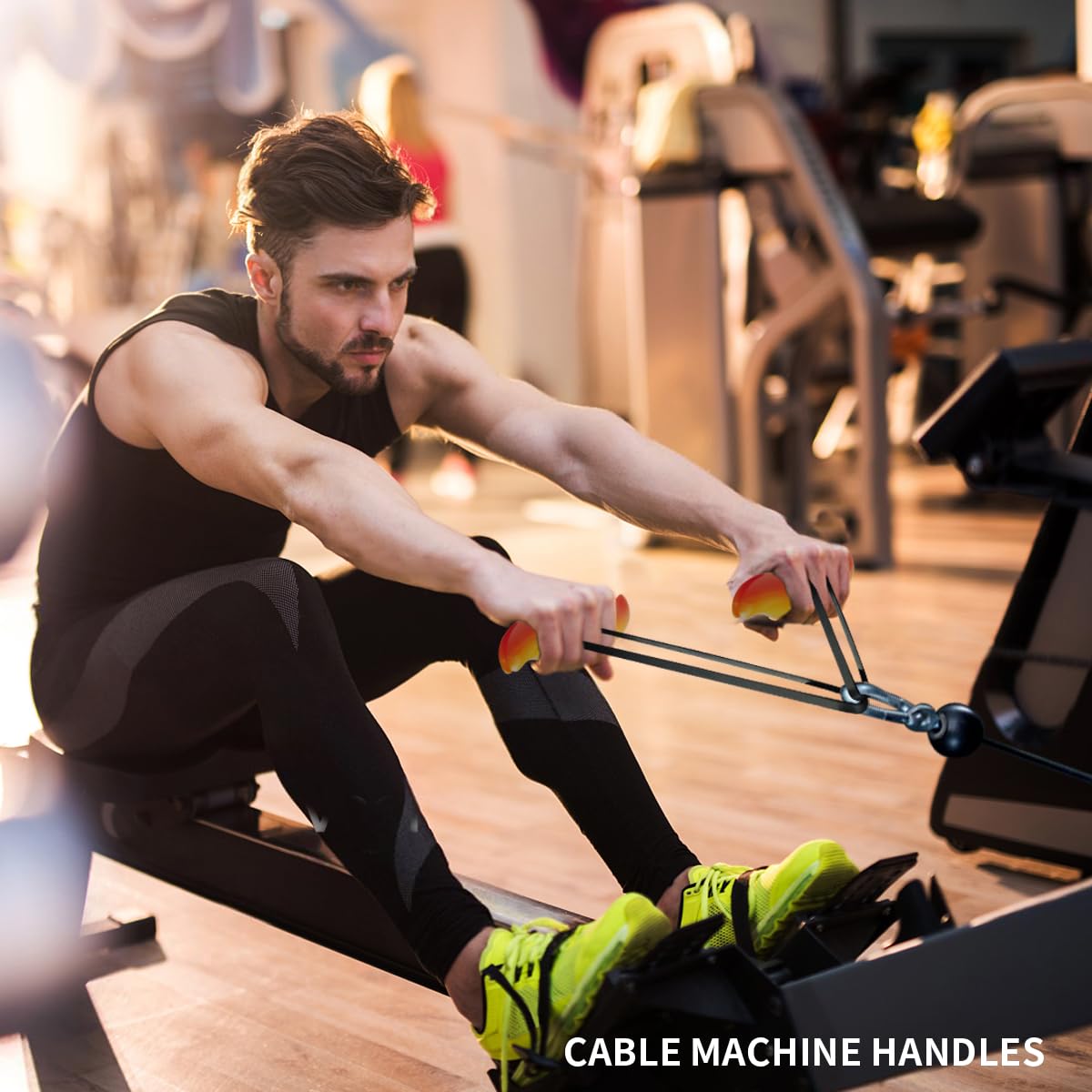 veimia Pull up Handles, Resistance Band Neutral Grip Handles,Multifunction Gym Workout Handles,Cable Machine Handles Used as Pull up Grips, LAT Pull Down Machine Attachment, T-bar Row