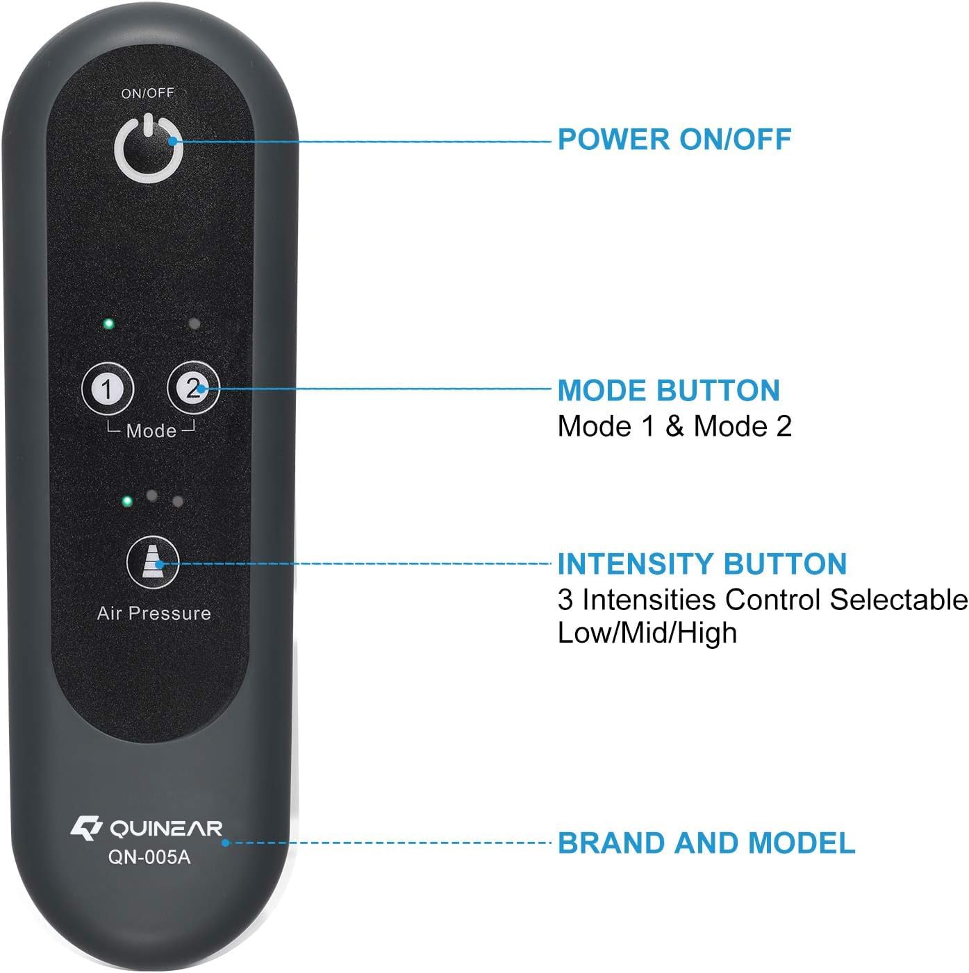 QUINEAR Air Compression Leg Massager for Circulation & Pain Relief, Calf Massagers with 2 Modes & 3 Intensities, Sequential Compression Device (SCD) for RLS, Edema, FSA HSA Eligible - Ideal Gift