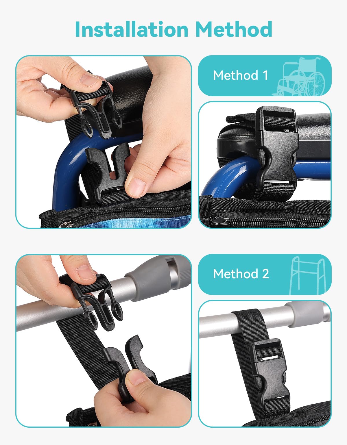 ZHCHG Wheelchair Side Bag, Wheelchair Armrest Pouch Accessories with Cup Holder, Storage Bag for Walker, Rollator, Electric Scooter Wheelchairs, Ideal Gift for Mother's Day & Father's Day