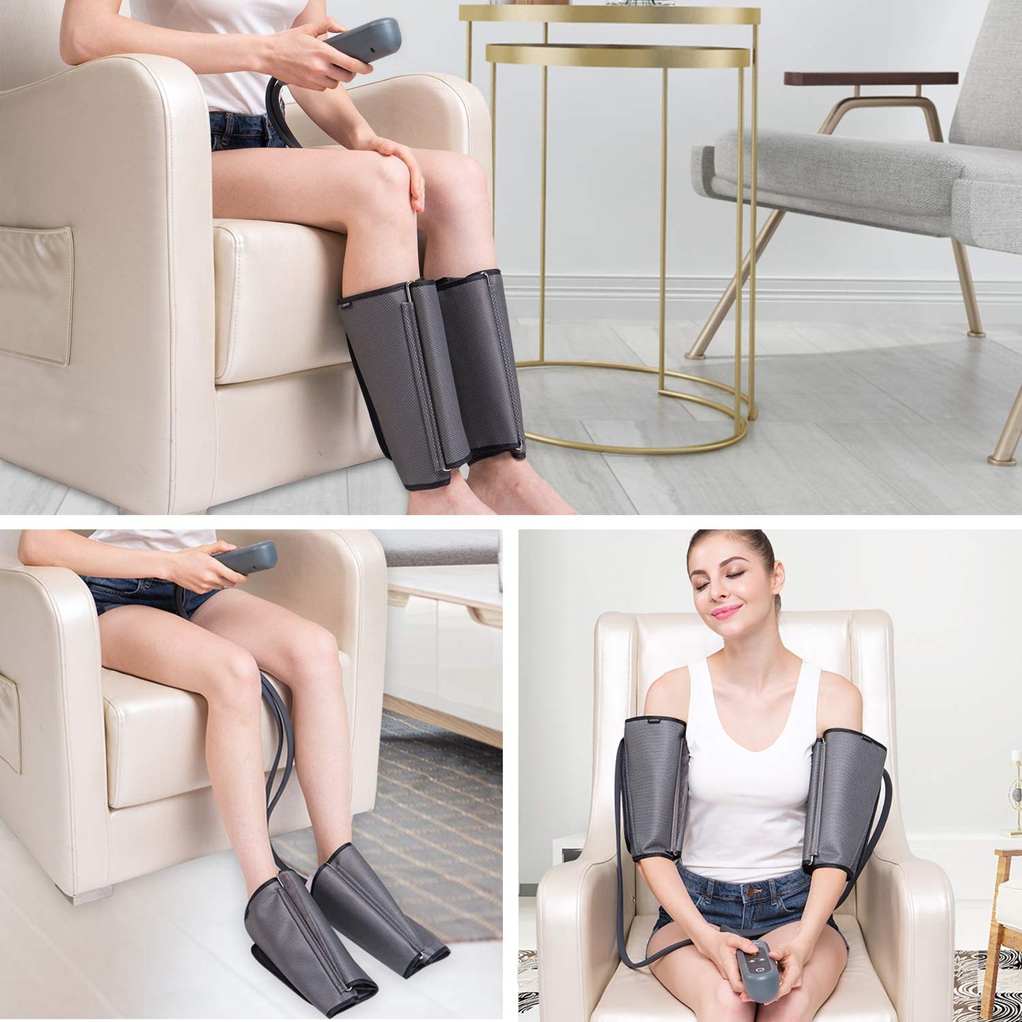 QUINEAR Air Compression Leg Massager for Circulation & Pain Relief, Calf Massagers with 2 Modes & 3 Intensities, Sequential Compression Device (SCD) for RLS, Edema, FSA HSA Eligible - Ideal Gift