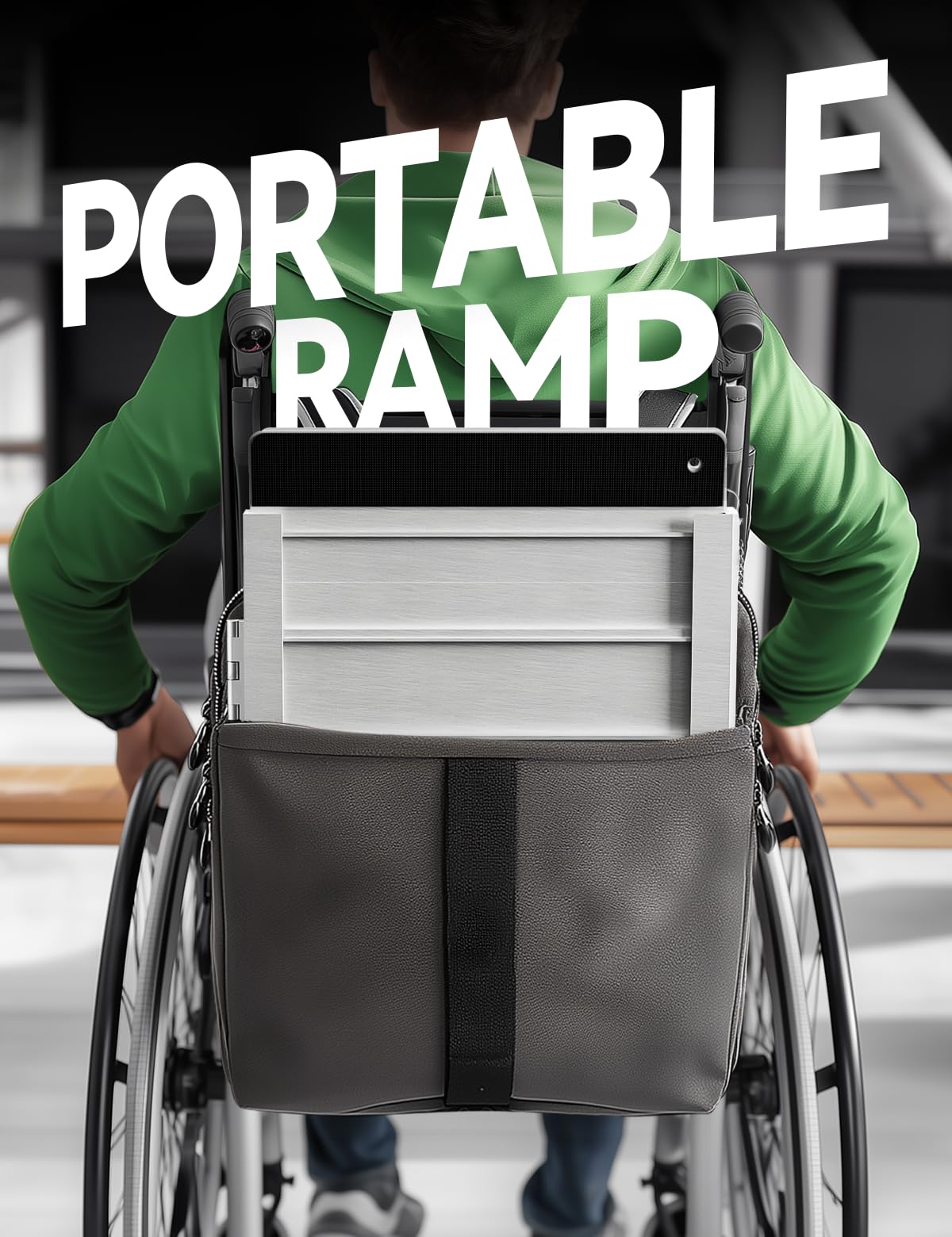 FACHNUO 2 Feet Portable Wheelchair Ramp, Non-Skid Aluminum Handicap Ramps with Handle, Folding Threshold Wheel Chair Ramp for Home Steps, Stairs, Entry, Threshold, Doorways, Scooter, 800LBS Capacity