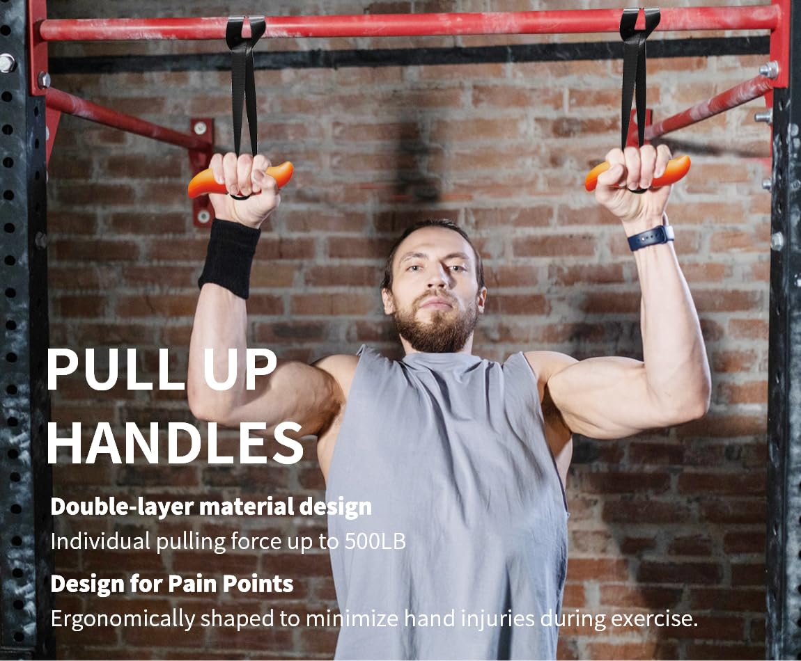 veimia Pull up Handles, Resistance Band Neutral Grip Handles,Multifunction Gym Workout Handles,Cable Machine Handles Used as Pull up Grips, LAT Pull Down Machine Attachment, T-bar Row