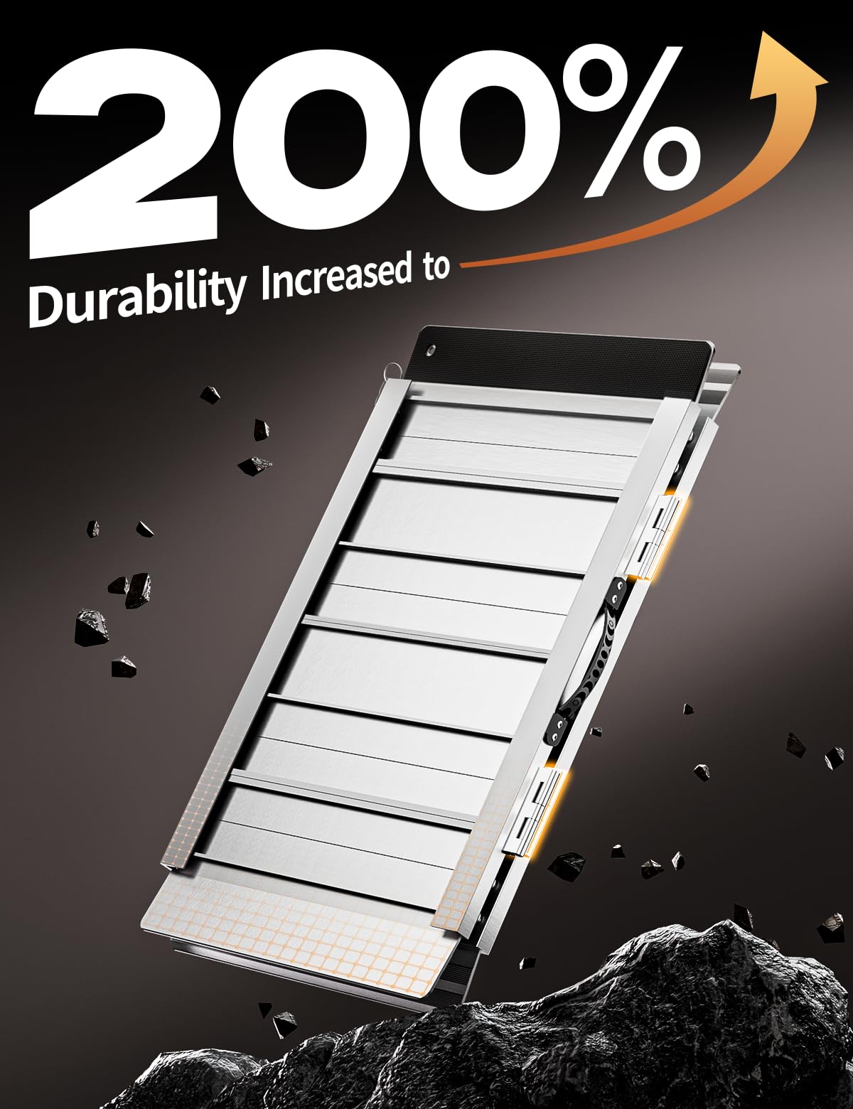 FACHNUO 2 Feet Portable Wheelchair Ramp, Non-Skid Aluminum Handicap Ramps with Handle, Folding Threshold Wheel Chair Ramp for Home Steps, Stairs, Entry, Threshold, Doorways, Scooter, 800LBS Capacity