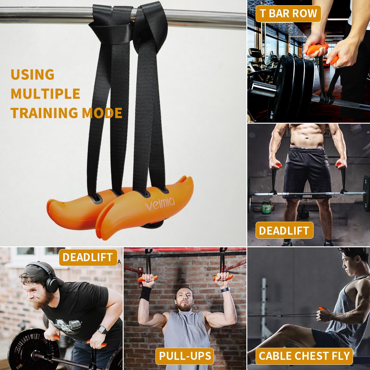 veimia Pull up Handles, Resistance Band Neutral Grip Handles,Multifunction Gym Workout Handles,Cable Machine Handles Used as Pull up Grips, LAT Pull Down Machine Attachment, T-bar Row
