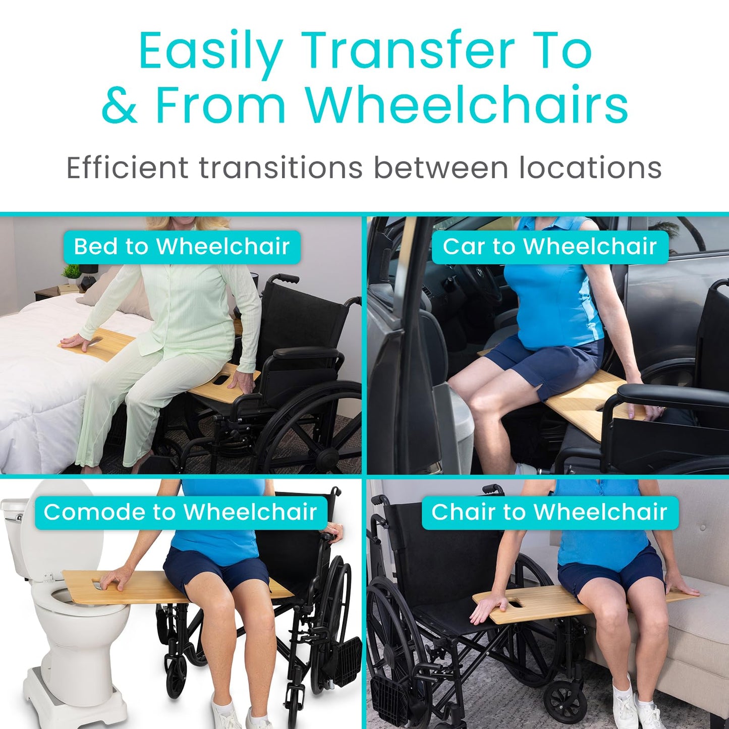 Vive Transfer Board (36" by 12") - Patient Slide Assist Device - Transferring from Wheelchair to Bed, Toilet, Car, Bathtub - Heavy Duty Sliding for Elderly, Seniors, Disabled - Transport Platform