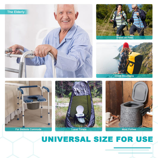 60 Commode Liners with Absorbent Pads, 60 Bedside Commode Liners and 60 Pads for Commode Bucket, Disposable Commode Bags for Adults, Portable Leak-Proof Potty Chair Liners (21*16in-60+60)