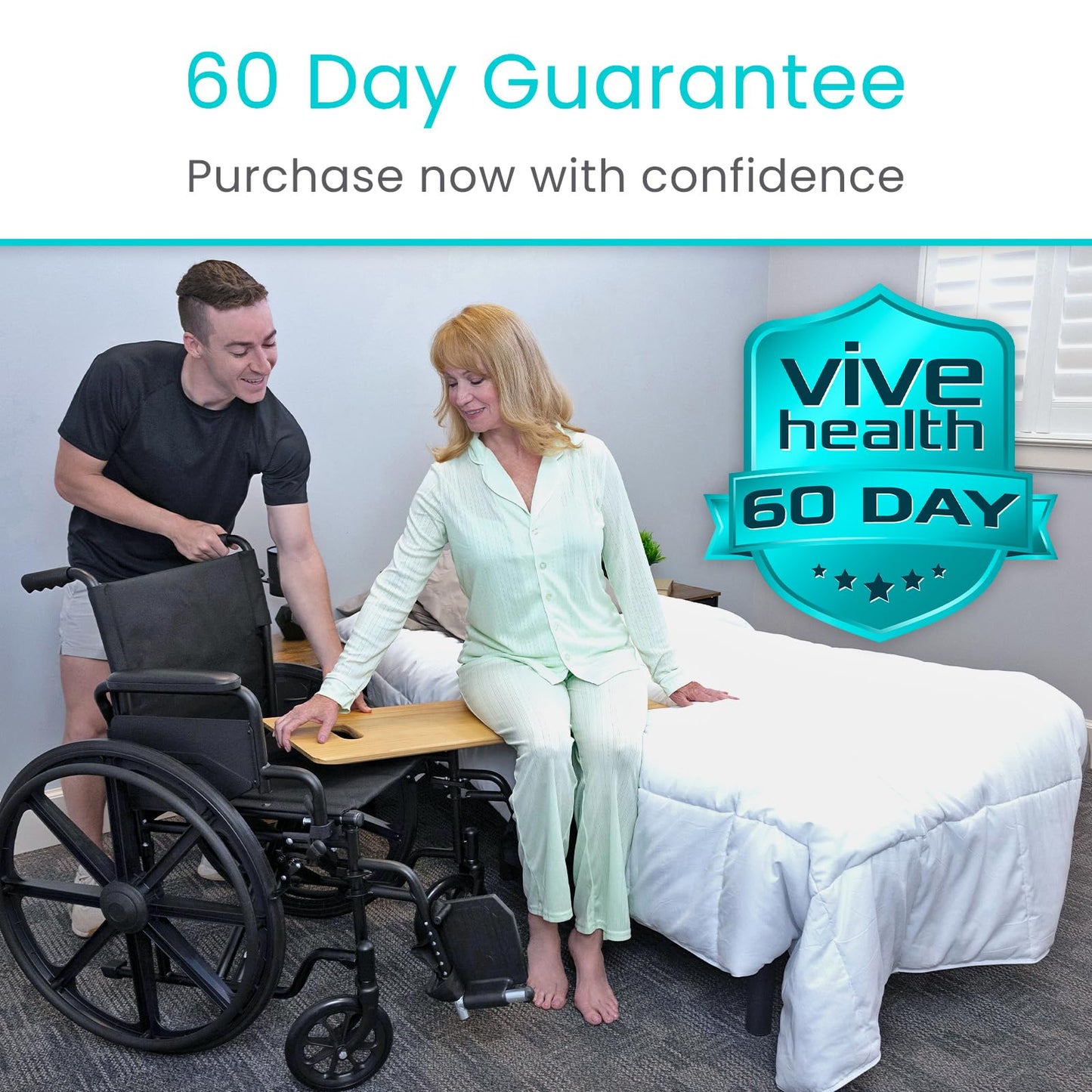 Vive Transfer Board (36" by 12") - Patient Slide Assist Device - Transferring from Wheelchair to Bed, Toilet, Car, Bathtub - Heavy Duty Sliding for Elderly, Seniors, Disabled - Transport Platform