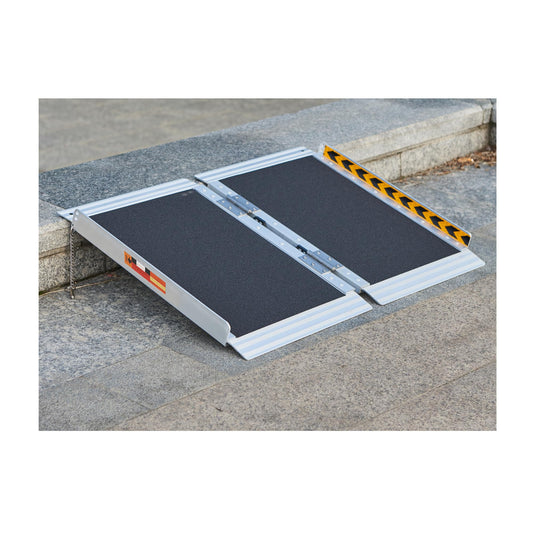 FACHNUO 2 Feet Portable Wheelchair Ramp, Non-Skid Aluminum Handicap Ramps with Handle, Folding Threshold Wheel Chair Ramp for Home Steps, Stairs, Entry, Threshold, Doorways, Scooter, 800LBS Capacity